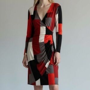 G Wheels Color Block Stretchy Midi Dress Sz M